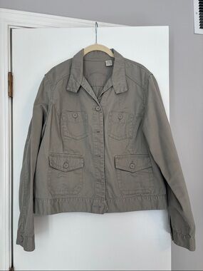 Caribbean Joe Taupe Utility Jacket with Button Pockets